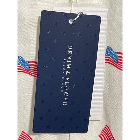 Denim & Flower Ricky Singh Freedom US Flag Mens Shirt Size XL White Button Up - Picture 8 of 9